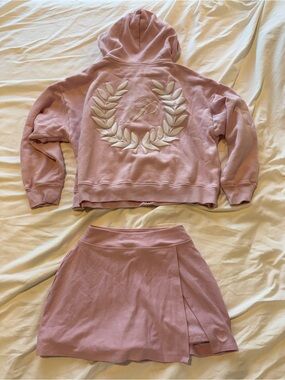 VS Pink Zip Up Hoodie and Matching Skirt Set
